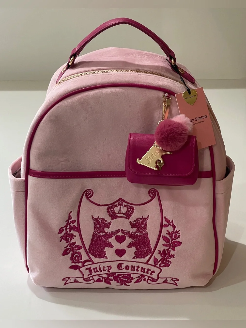 Juicy Couture New Love Chapter Scottie-Themed Flamingo Pink NWT Backpack